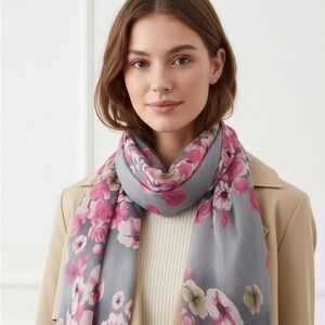 Floral Pink and Gray Is Infinity Scarf